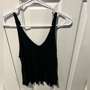 Free People Ribbed Black Tank Top